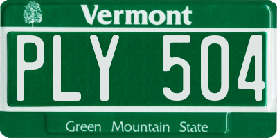 VT license plate PLY504
