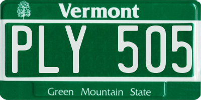 VT license plate PLY505