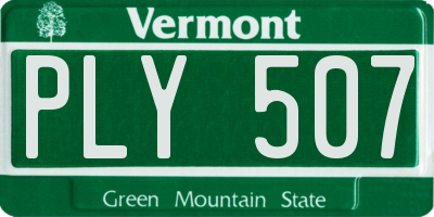 VT license plate PLY507