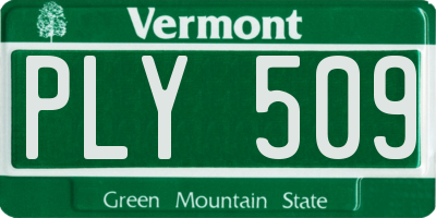 VT license plate PLY509