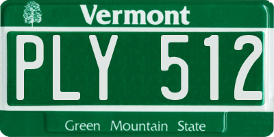 VT license plate PLY512