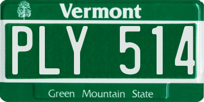VT license plate PLY514