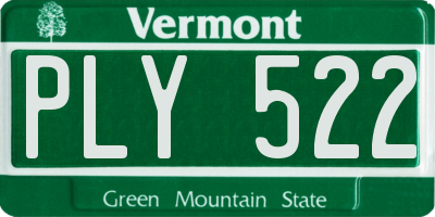 VT license plate PLY522