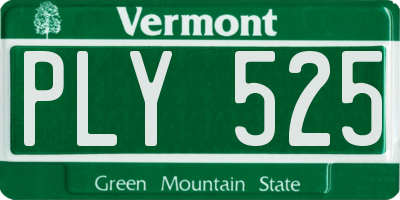 VT license plate PLY525