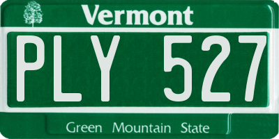VT license plate PLY527