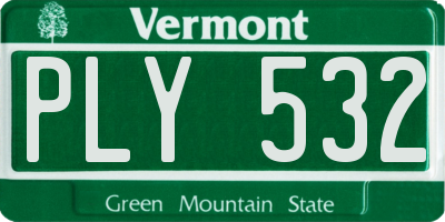VT license plate PLY532