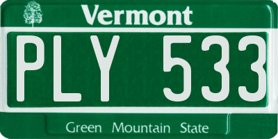 VT license plate PLY533