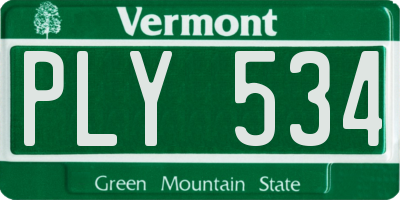 VT license plate PLY534