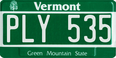 VT license plate PLY535