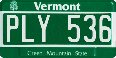 VT license plate PLY536