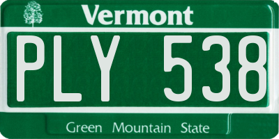 VT license plate PLY538
