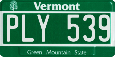 VT license plate PLY539