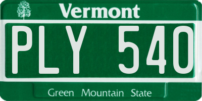 VT license plate PLY540