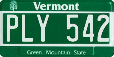 VT license plate PLY542