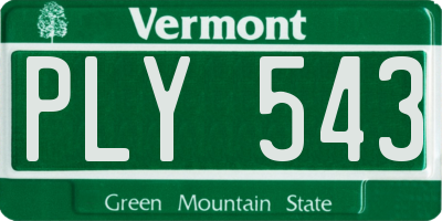 VT license plate PLY543