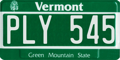 VT license plate PLY545