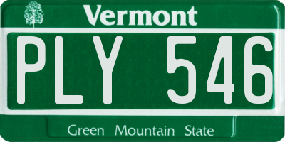 VT license plate PLY546