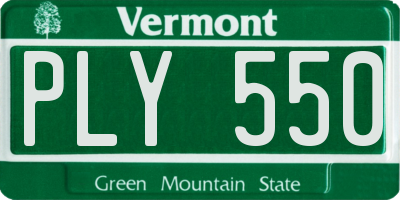 VT license plate PLY550