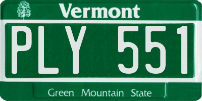 VT license plate PLY551