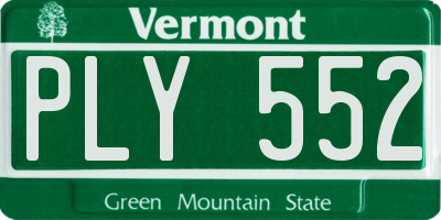 VT license plate PLY552