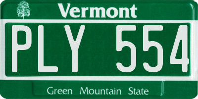 VT license plate PLY554