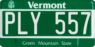 VT license plate PLY557