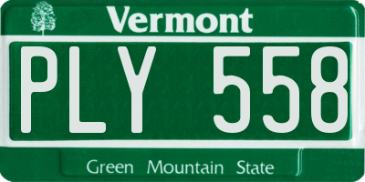 VT license plate PLY558