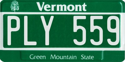 VT license plate PLY559