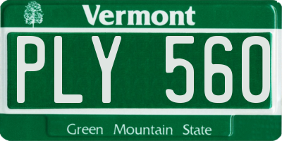 VT license plate PLY560