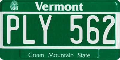 VT license plate PLY562