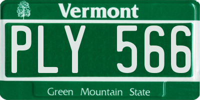 VT license plate PLY566