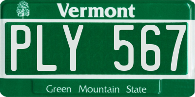 VT license plate PLY567