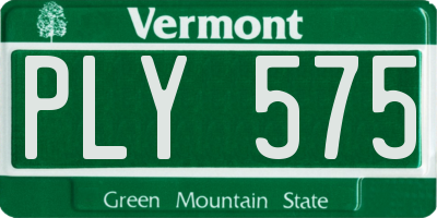 VT license plate PLY575
