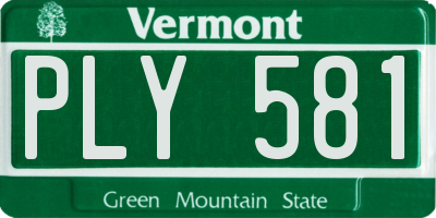 VT license plate PLY581