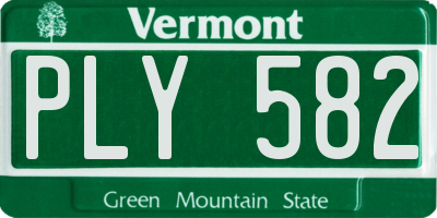 VT license plate PLY582