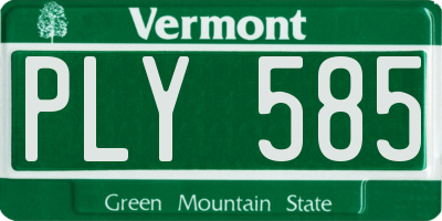 VT license plate PLY585