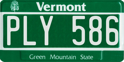 VT license plate PLY586