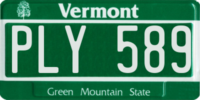 VT license plate PLY589