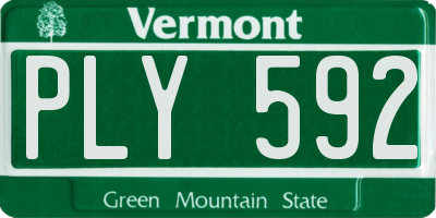 VT license plate PLY592