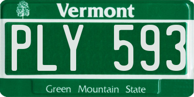 VT license plate PLY593