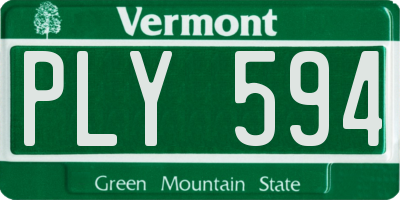 VT license plate PLY594