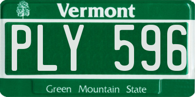 VT license plate PLY596