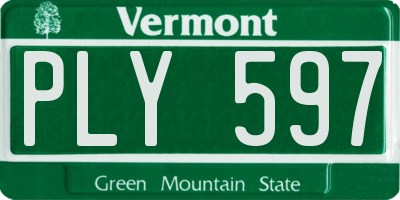VT license plate PLY597