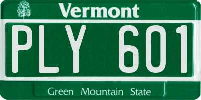 VT license plate PLY601