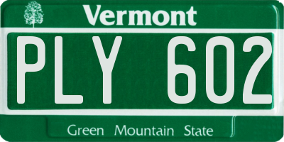 VT license plate PLY602