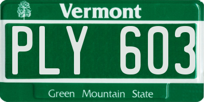 VT license plate PLY603