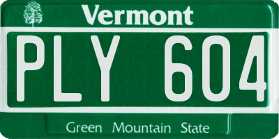 VT license plate PLY604