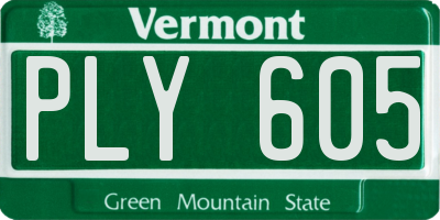 VT license plate PLY605