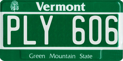 VT license plate PLY606