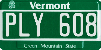 VT license plate PLY608